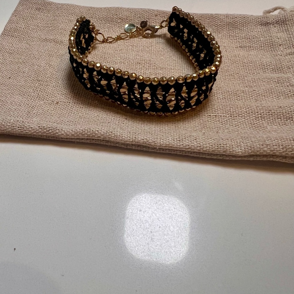 Stella & Dot- Elegant Black and Gold Bracelet